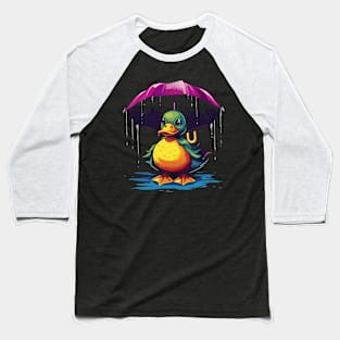 Duck Rainy Day With Umbrella Baseball T-Shirt